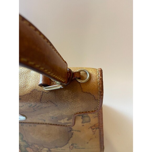 Alviero Martini Womens Handbag Map Brown Prima Classe Luxury Leather Bag - Picture 4 of 10
